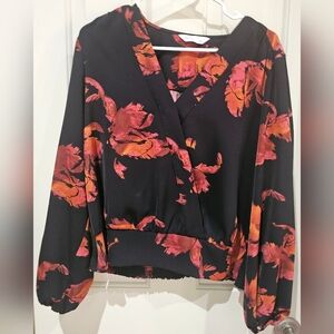 Floral Black and Pink Women's Top
